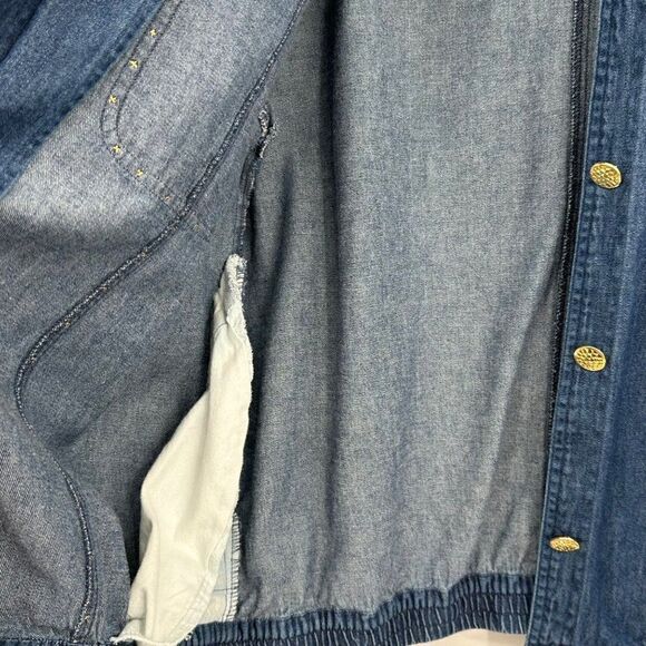 Murelis Vintage Blue Denim Chambray Jacket Womens Medium 80s Y2K Gold Embelished - Picture 9 of 10
